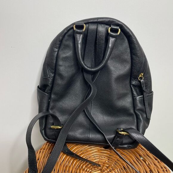 Lodis Abby Black Backpack Womens Bag Purse 100% Leather Pebbled Zip Closure - Picture 8 of 9